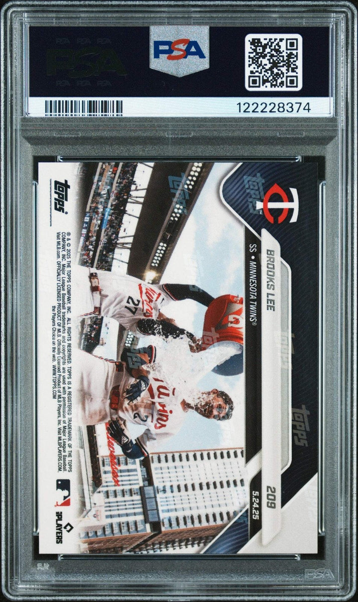 Graded 2025 Topps Now Brooks Lee #209 Orange Foil /25 Rookie Baseball Card PSA 9