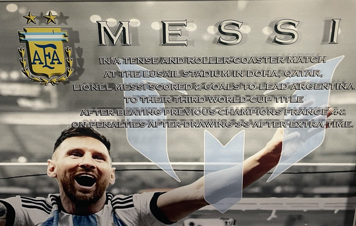 Lionel Messi Framed 3D Photo Facsimile Auto Argentina 2022 World Cup Rep Ticket
