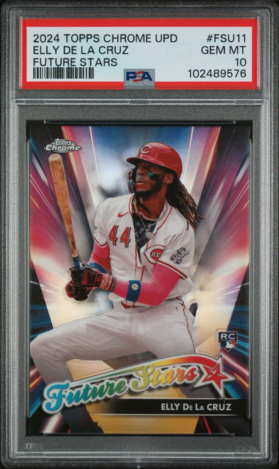 Graded 2024 Topps Chrome Update Elly De La Cruz #FSU11 RC Baseball Card PSA 10