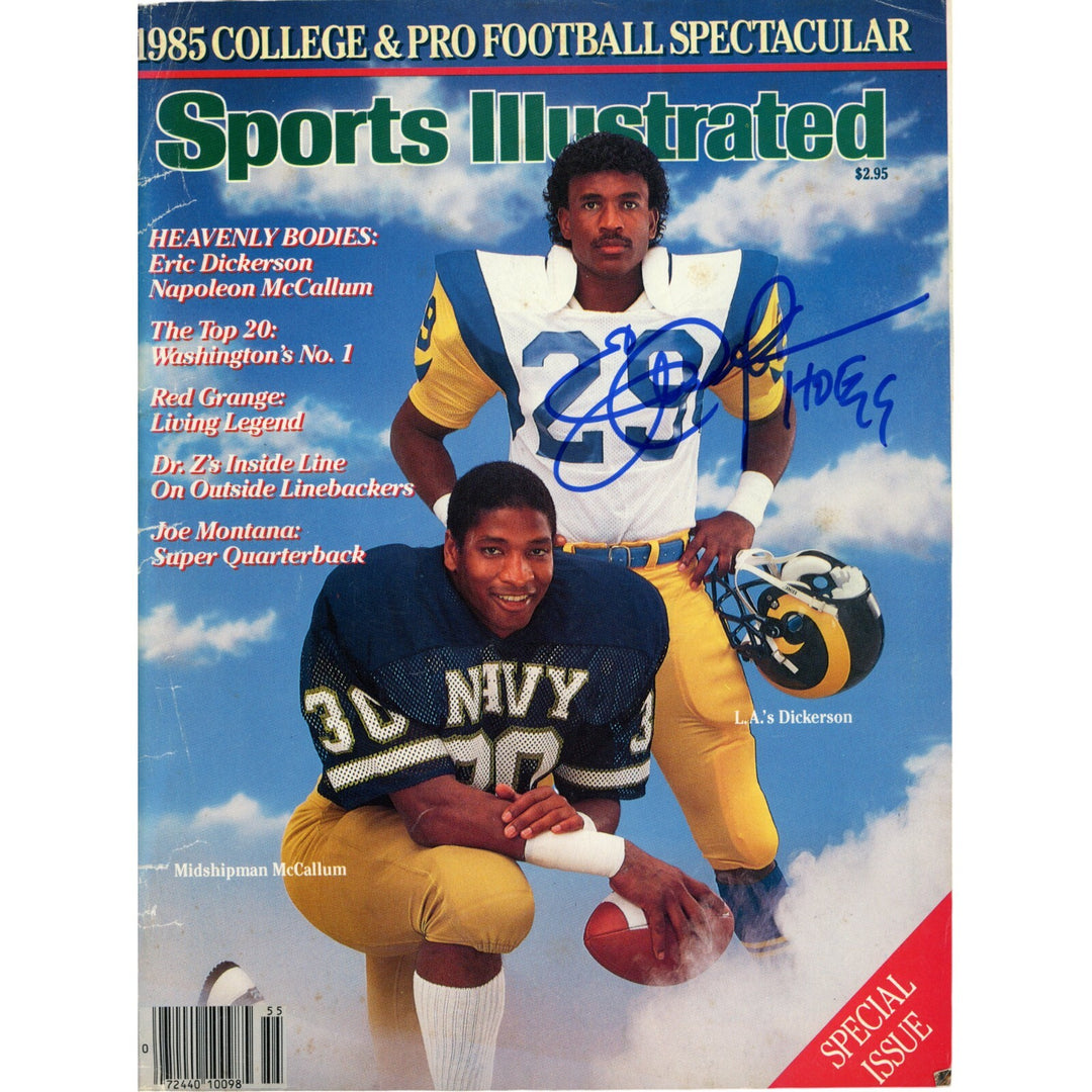 Eric Dickerson Autographed Los Angeles Rams 1985 Magazine HOF Beckett 47670