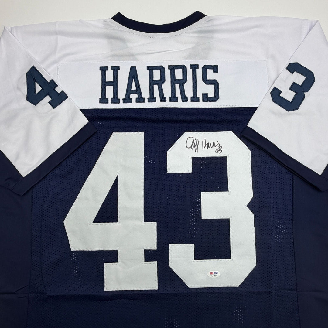 Autographed/Signed Cliff Harris Dallas Thanksgiving Football Jersey PSA/DNA COA