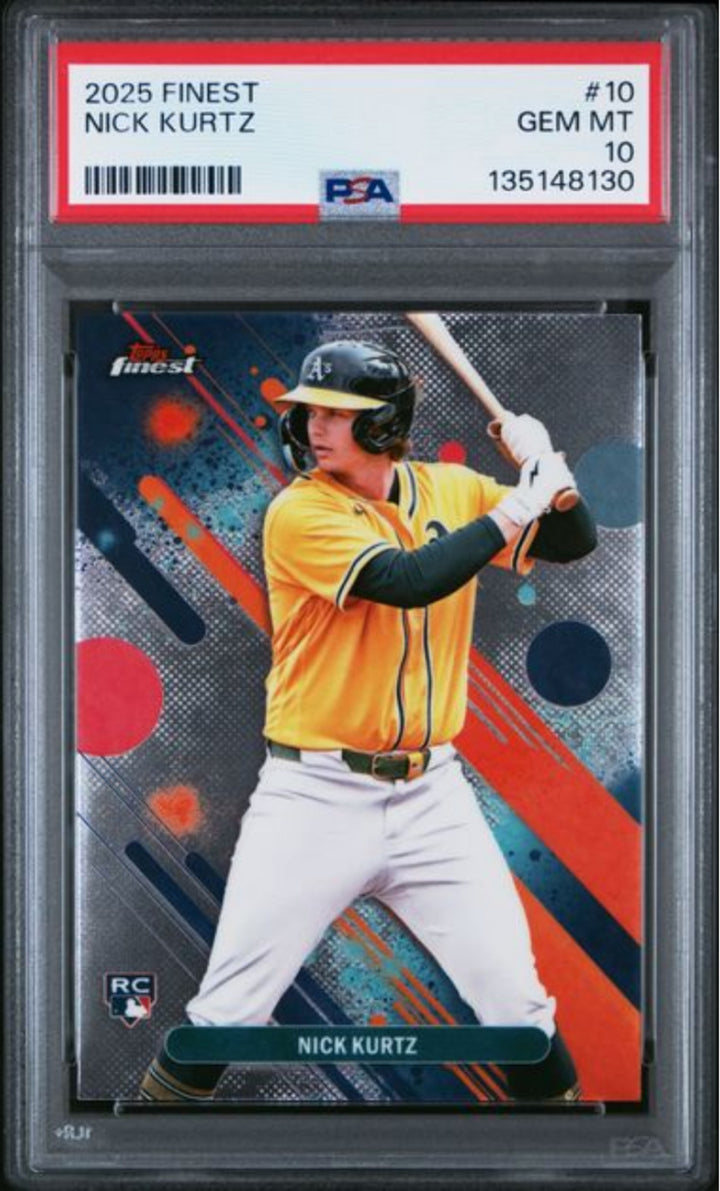 Graded 2025 Topps Finest Nick Kurtz #10 Rookie RC Baseball Card PSA 10 Gem Mint