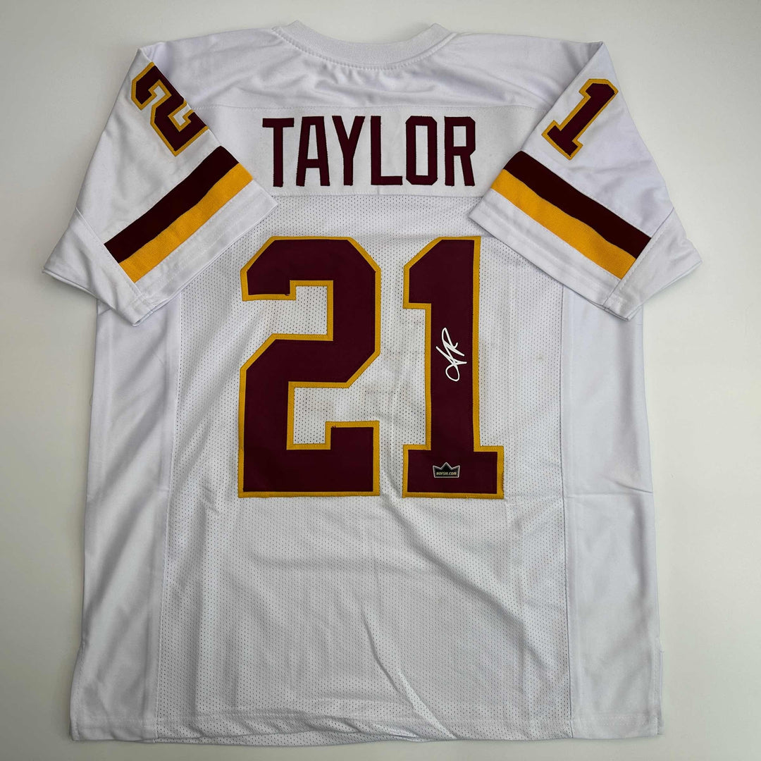 Facsimile Autographed Sean Taylor Washington White Reprint Jersey Size Men's XL