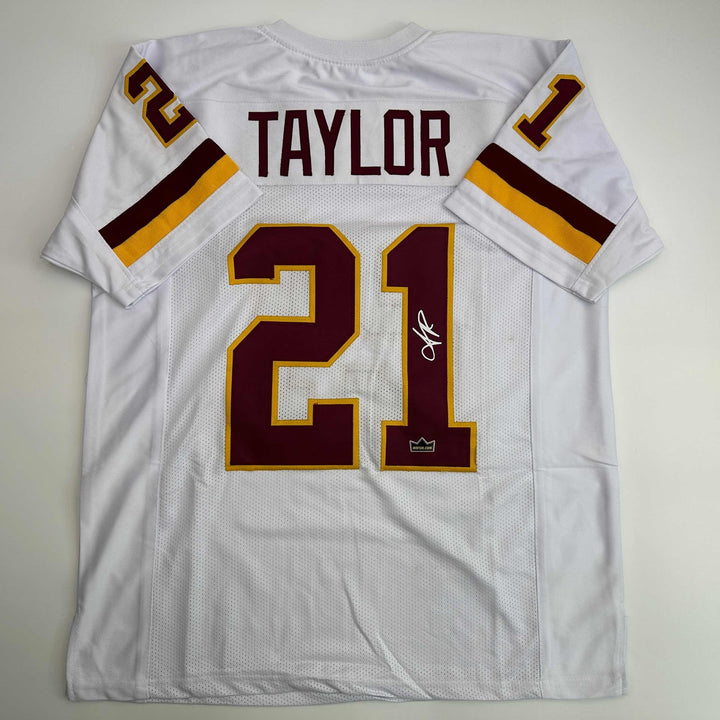 Facsimile Autographed Sean Taylor Washington White Reprint Jersey Size Men's XL