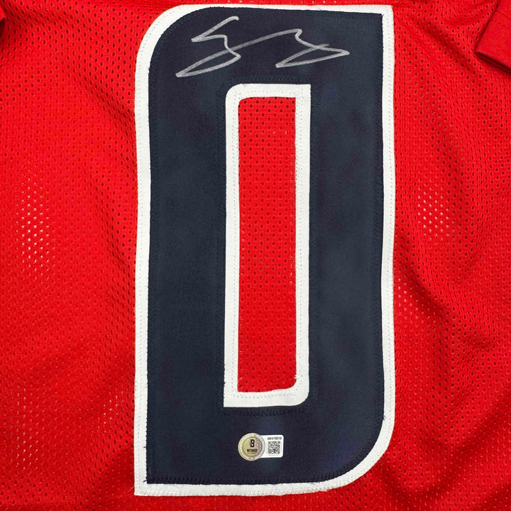 Autographed/Signed Azeez Al Shaair Houston Red Jersey Beckett BAS COA