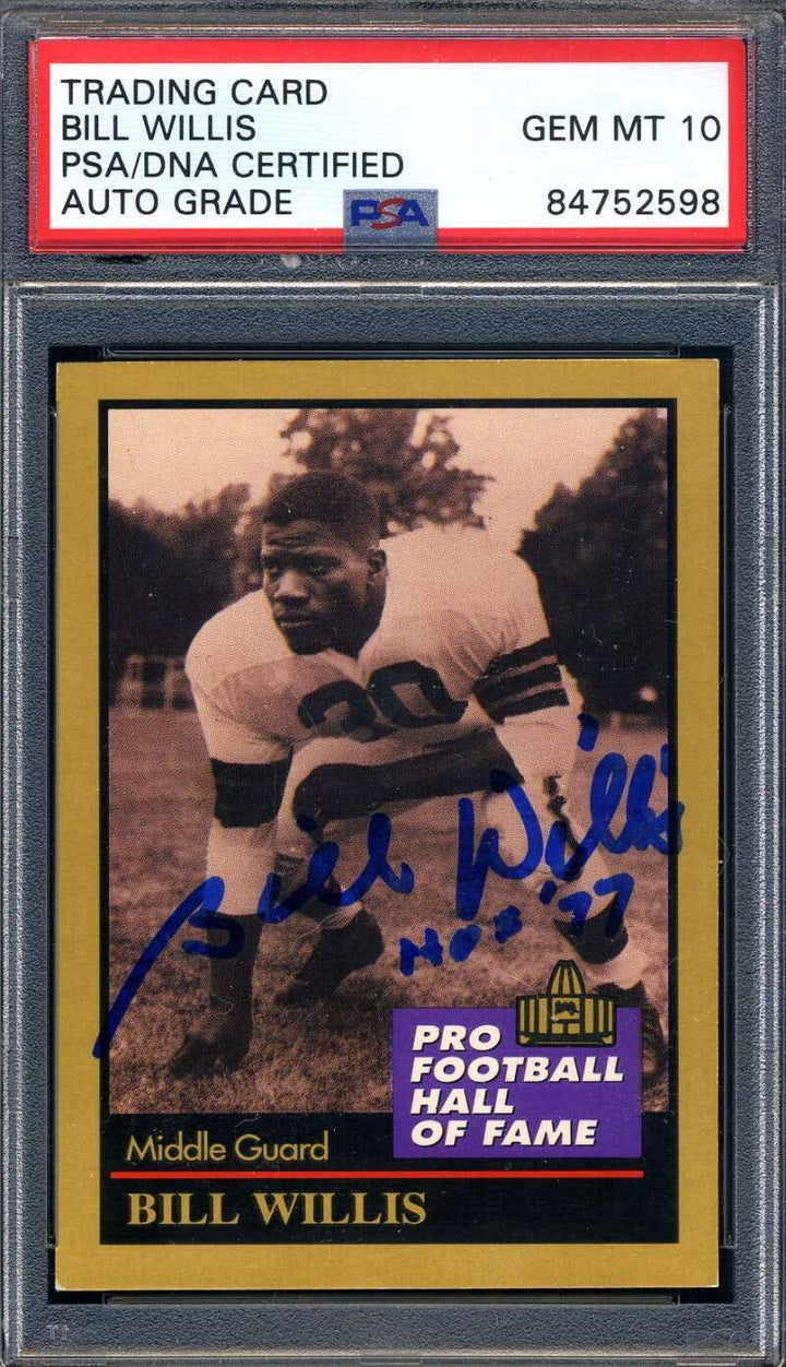 Bill Willis Gem Mint 10 PSA DNA Signed 1991 Enor Hall of Fame Autograph