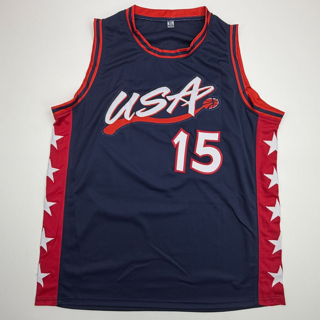 Autographed/Signed Hakeem Olajuwon United States USA Blue Jersey JSA COA
