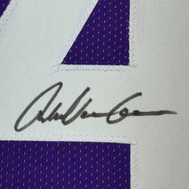 Framed Autographed/Signed Andrew Van Ginkel 35x39 Purple Football Jersey JSA COA