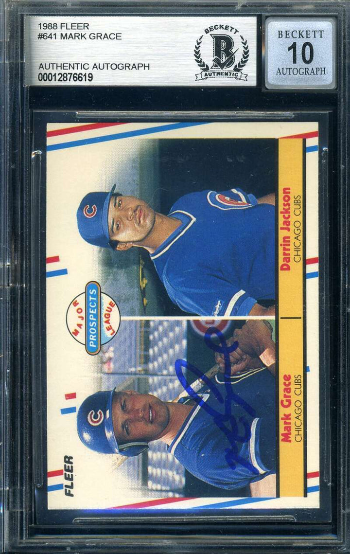 Mark Grace BAS Beckett Gem Mint 10 Signed 1988 Fleer Rookie Autograph