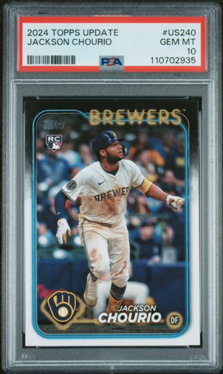 Graded 2024 Topps Update Jackson Chourio #US240 Rookie RC Baseball Card PSA 10