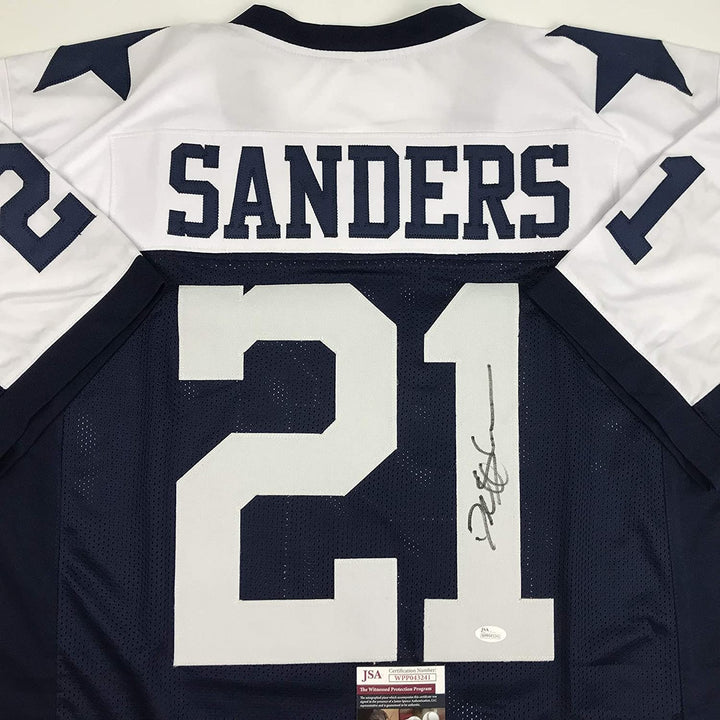 Autographed/Signed Deion Sanders Dallas Thanksgiving Day Jersey JSA COA