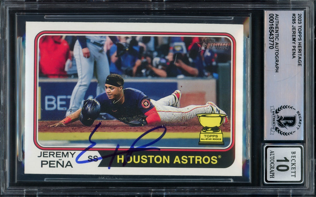 Jeremy Pena Signed 2023 Topps Heritage Card 285 Astros Sig 10 Beckett #16543770