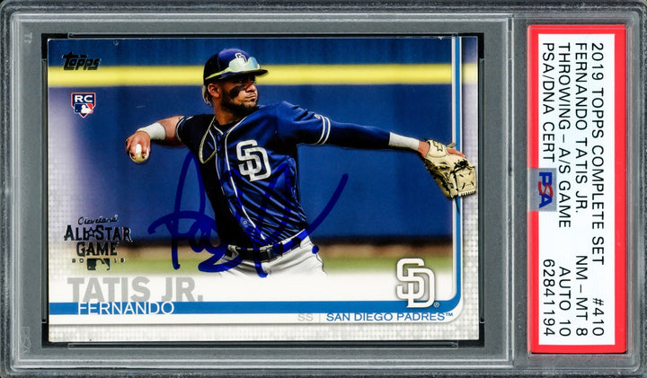 Fernando Tatis Jr Auto 2019 Topps Complete Set All Star RC 410 PSA 8 Sig 10 DNA