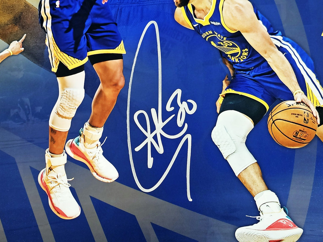 Stephen Curry Auto 16x20 Photo Warriors All Time Leading Scorer Collage JSA