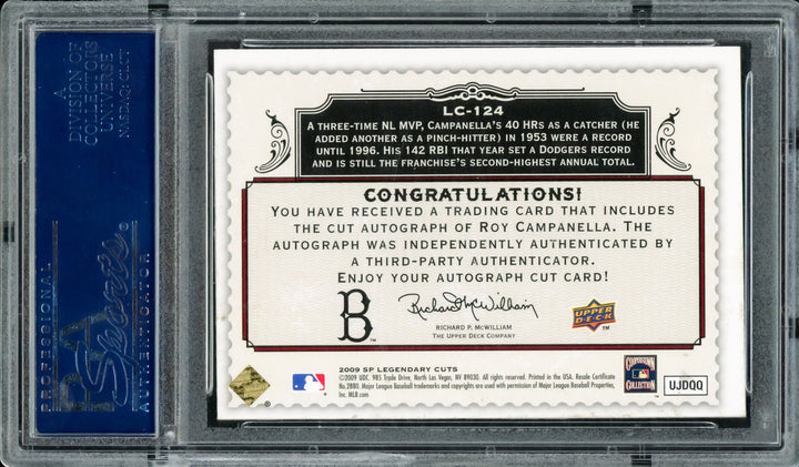 Roy Campanella Signed 2009 UD SP Legendary Cuts Card LC124 Dodgers #1/5 PSA/DNA