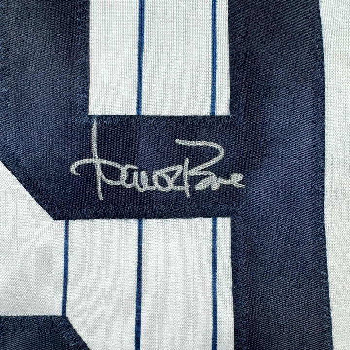 Framed Autographed/Signed Aaron Boone 33x42 Pinstripe Jersey BAS COA