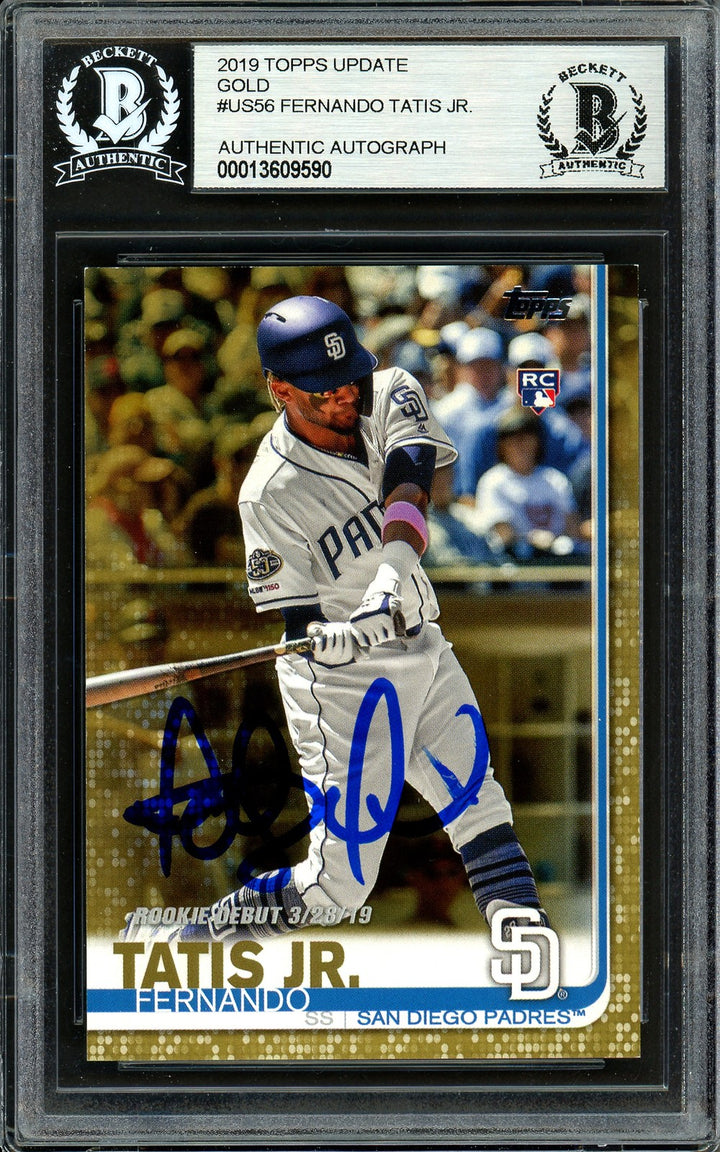 Fernando Tatis Jr. Auto 2019 Topps Update Gold RC US56 Padres #1196/2019 Beckett