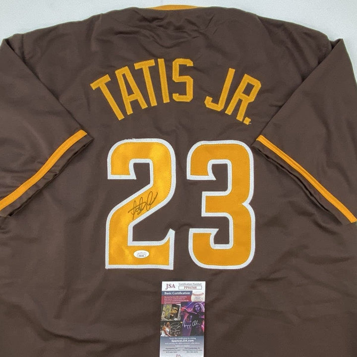 Autographed/Signed Fernando Tatis Jr. San Diego Brown Jersey JSA COA