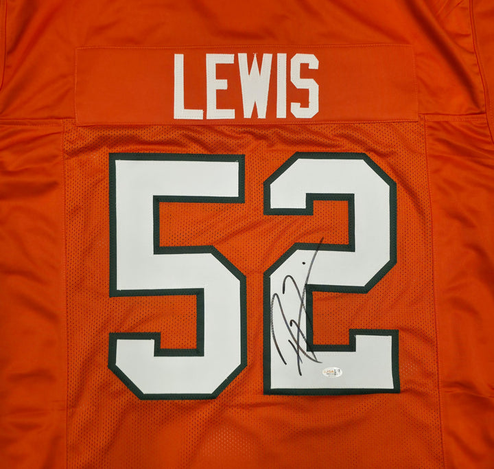 Miami Hurricanes Ray Lewis Signed Orange Jersey JSA Witness