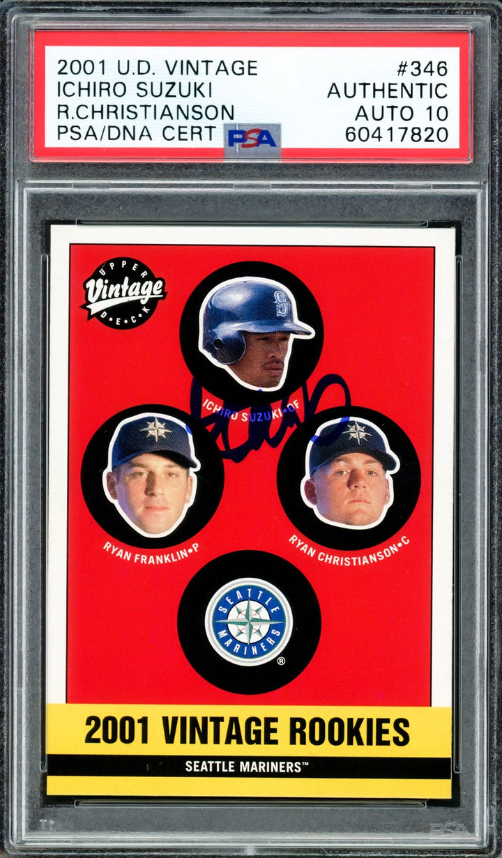 Ichiro Suzuki Auto 2001 UD Vintage RC 346 Mariners Auto GM 10 PSA/DNA #60417820