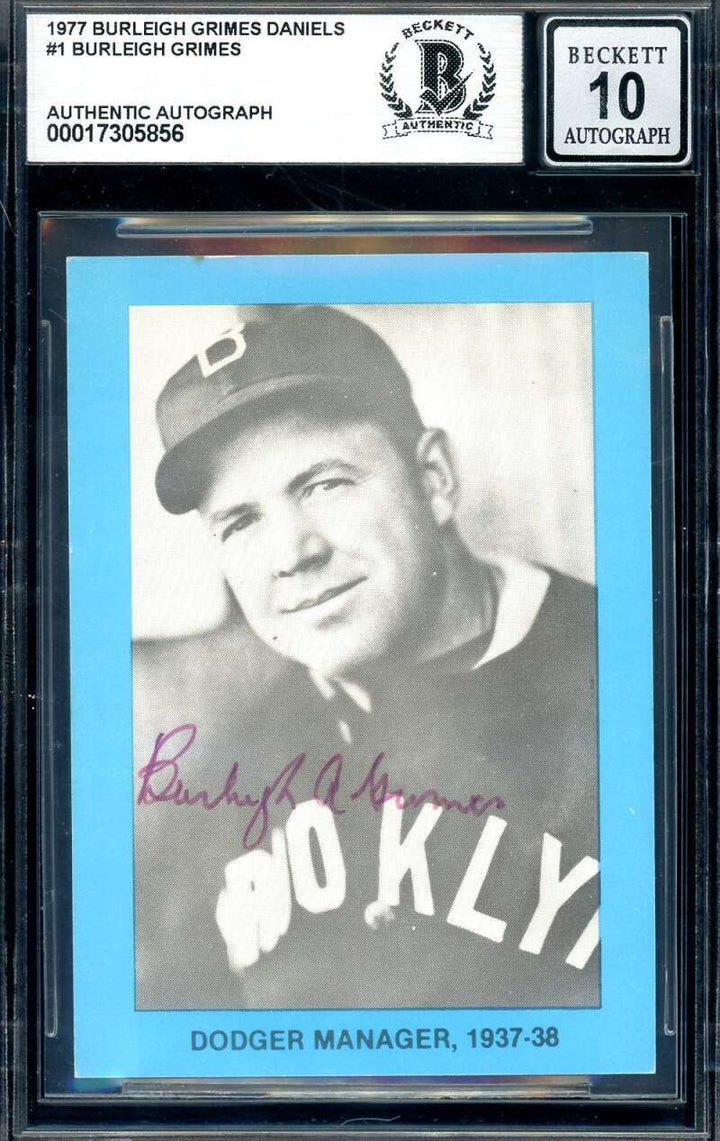 Burleigh Grimes Gem Mint 10 Beckett BAS Signed 1977 Daniels Autograph 1
