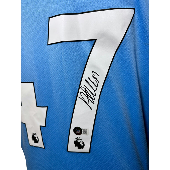 Phil Foden Manchester Blue Puma Soccer Jersey BAS COA Signed