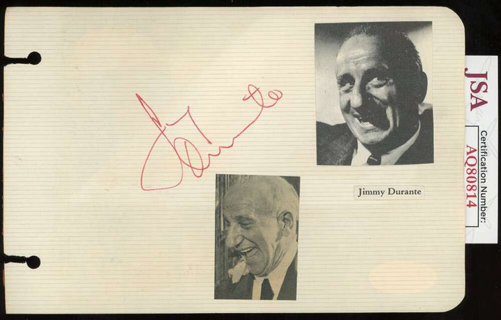 Jimmy Durante Lana Turner JSA Coa Signed Vintage Album Page Autograph