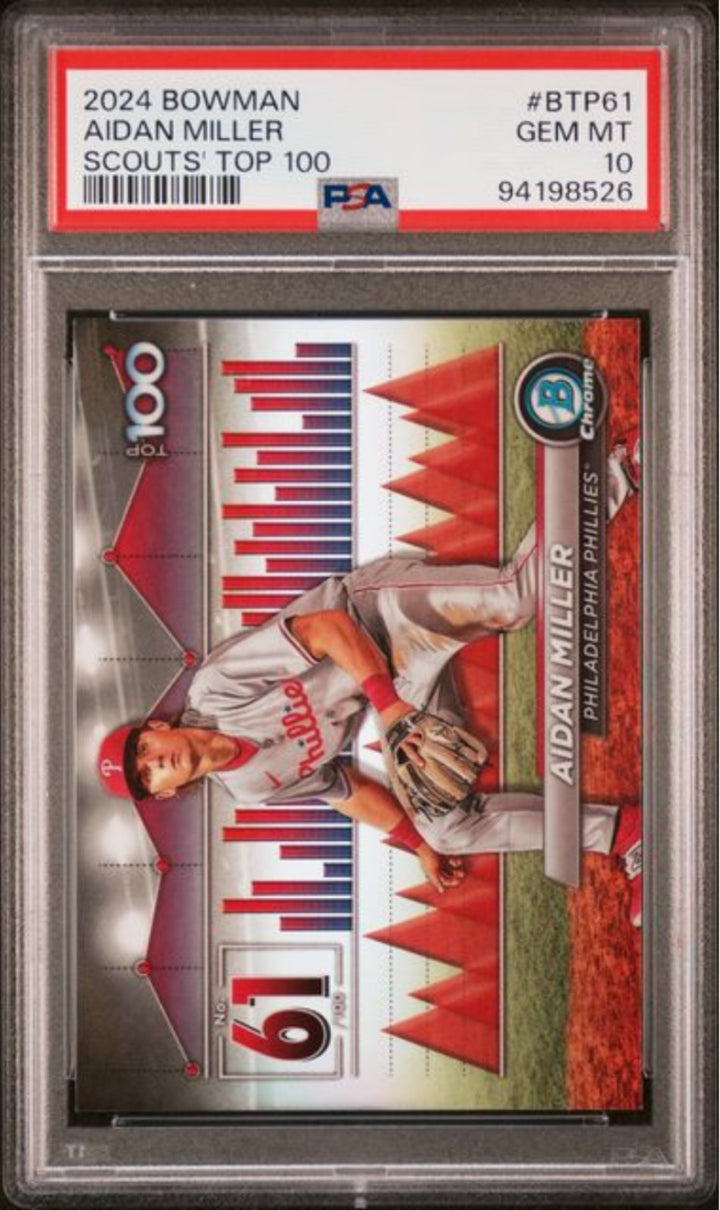 Graded 2024 Topps Bowman Aidan Miller #BTP61 Scouts Top 100 Rookie Card PSA 10