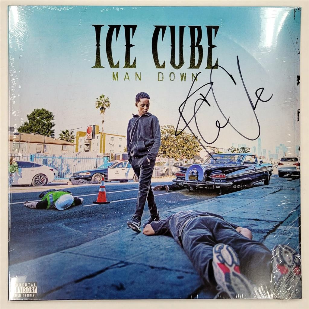 Ice Cube signed Man Down NWA Vinyl Album Cover autograph ~ Beckett BAS