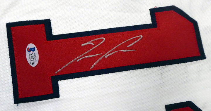 Braves Ronald Acuna Jr. Signed White Majestic Cool Base Jersey Size L Beckett