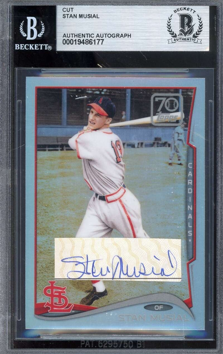 Stan Musial Beckett BAS Signed 2021 Topps Cut Autograph Cardinals