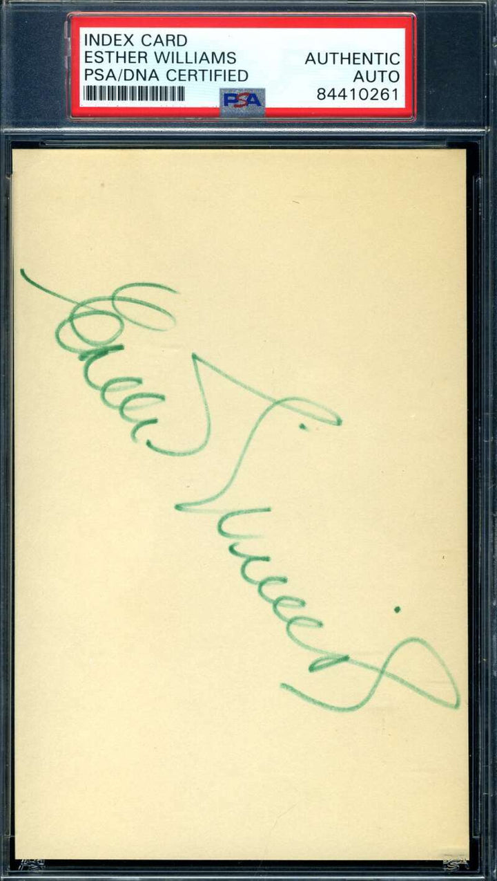 Esther Williams PSA DNA Coa Signed 3x5 Index Card Autograph