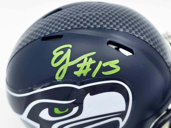 Ernest Jones IV Signed Seattle Seahawks Blue Speed Mini Helmet MCS Holo