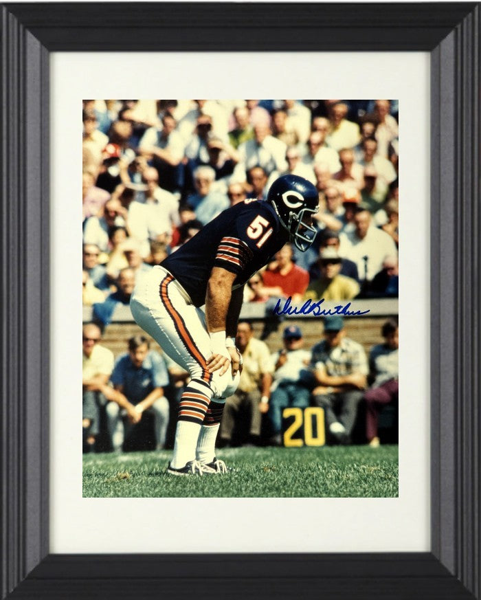 Dick Butkus signed Chicago Bears 8x10 Photo Minor Dings Framed - NFL Alumni LOA