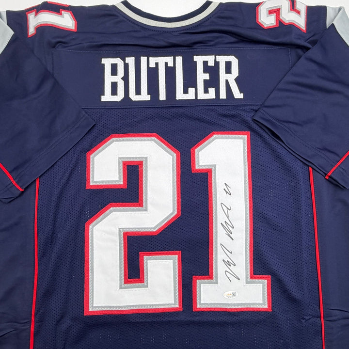 Autographed/Signed Malcolm Butler New England Blue Football Jersey JSA COA