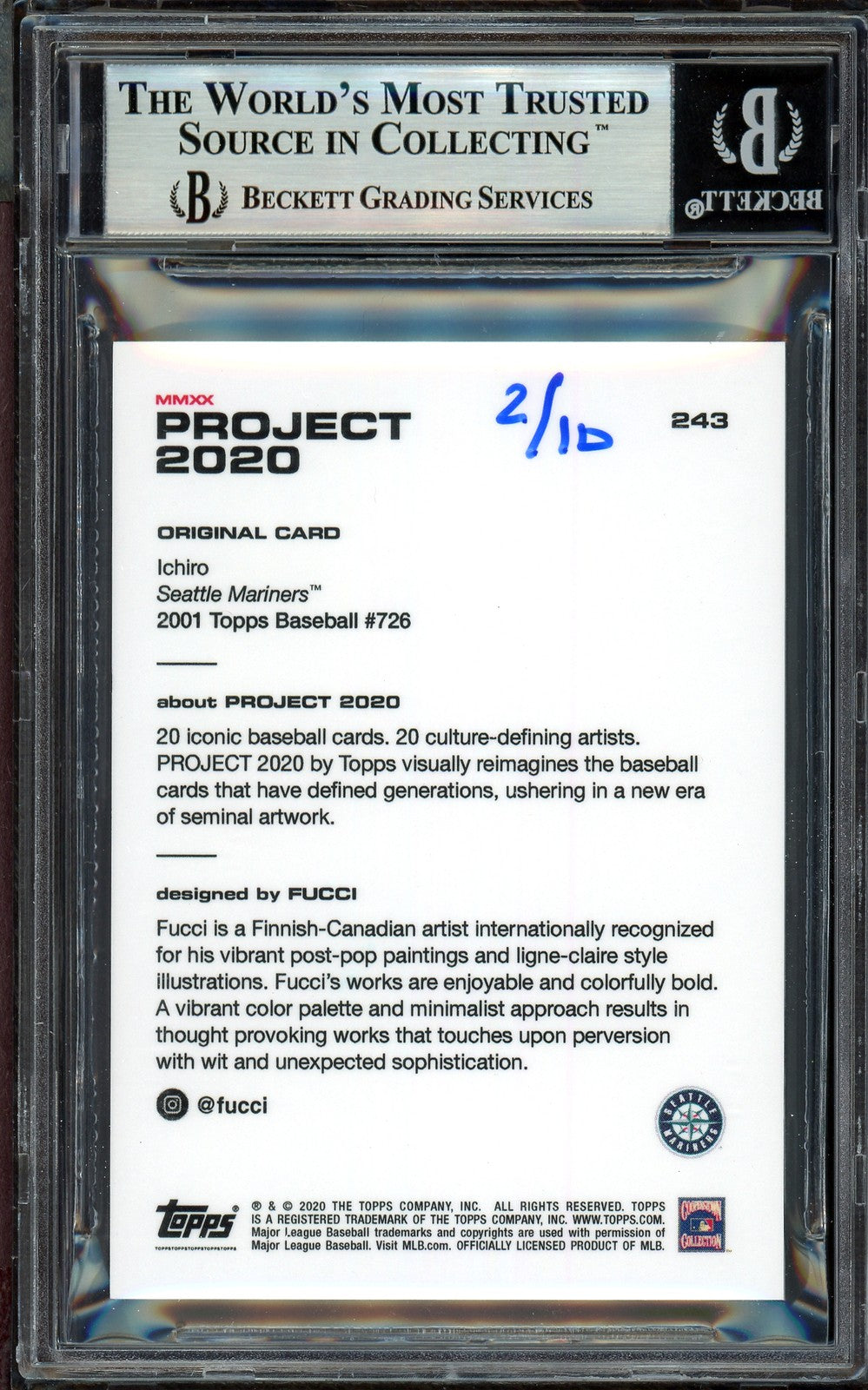Ichiro Suzuki Auto Topps Project 2020 Fucci Card 243 Mariners Teal #/10 Beckett