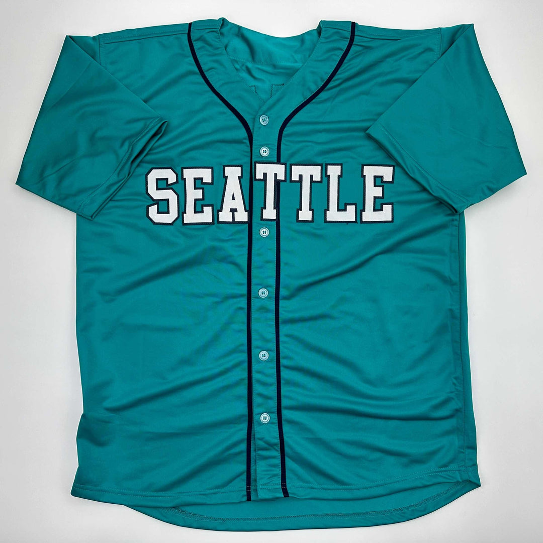Facsimile Autographed Felix Hernandez Seattle Teal Reprint Jersey Size Men's XL