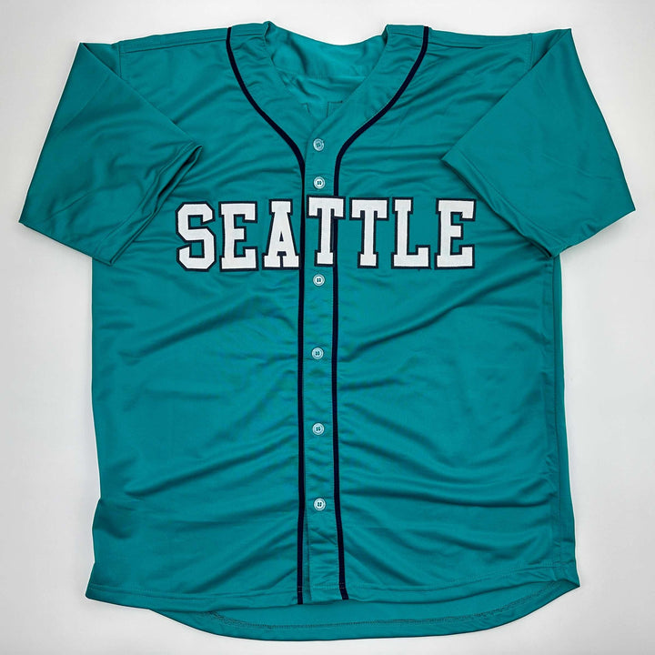 Facsimile Autographed Felix Hernandez Seattle Teal Reprint Jersey Size Men's XL