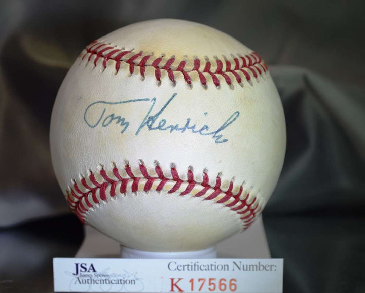 Tom Henrich Jsa Certed American League Autograph Baseball Authentic Signed