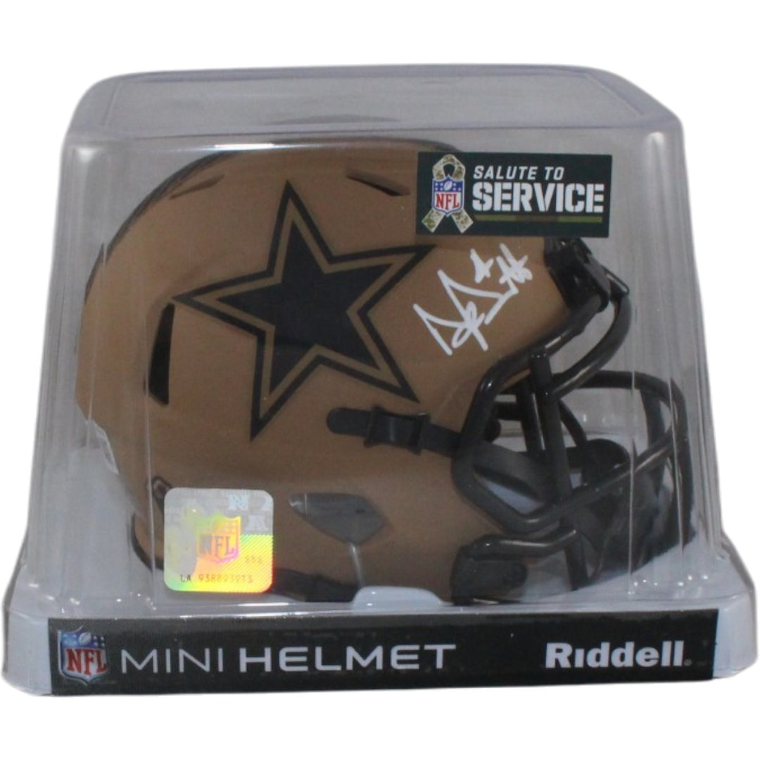 Dak Prescott Autographed/Signed Dallas Cowboys 23 STS Mini Helmet Beckett 56335