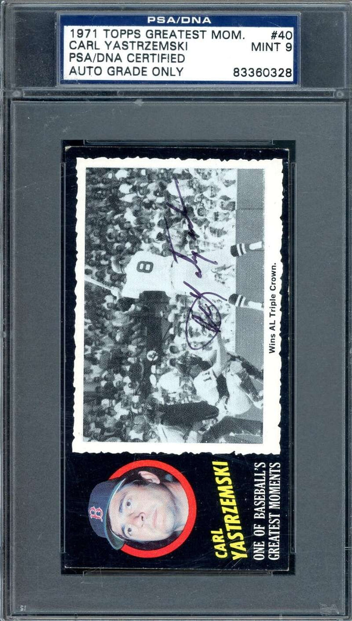 Carl Yastrzemski Mint 9 PSA DNA Signed 1971 Topps Greatest Moments Autograph