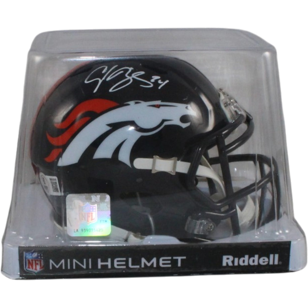 Champ Bailey Autographed Denver Broncos TB 97-23 Mini Helmet Beckett 56387