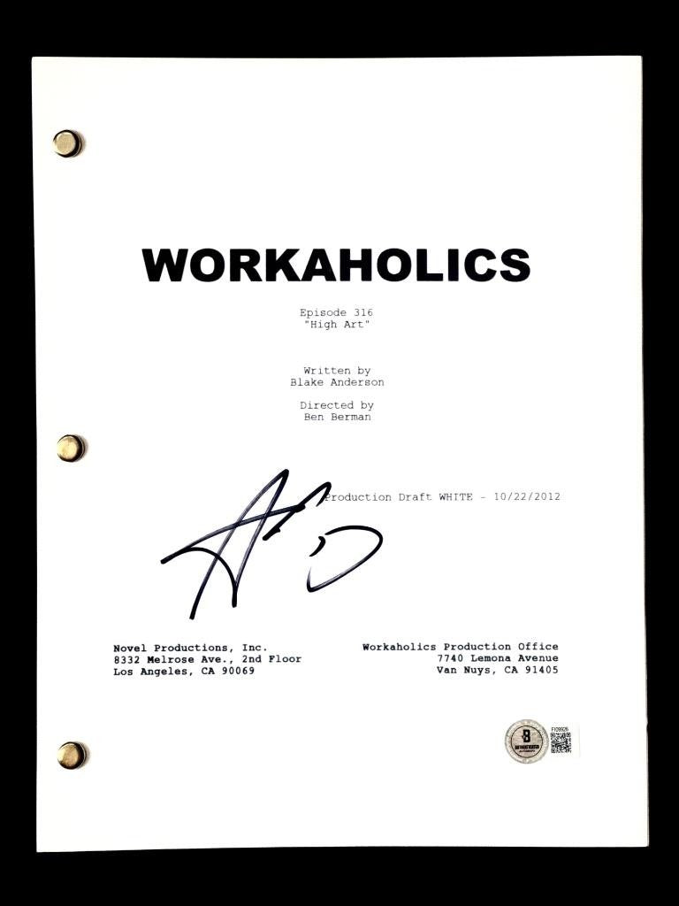 Adam Devine signed Workaholics "High Art" script autograph (A) ~ Beckett BAS