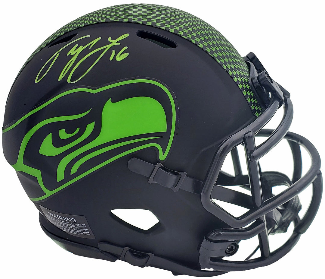 Tyler Lockett Signed Seattle Seahawks Eclipse Black Speed Mini Helmet MCS Holo