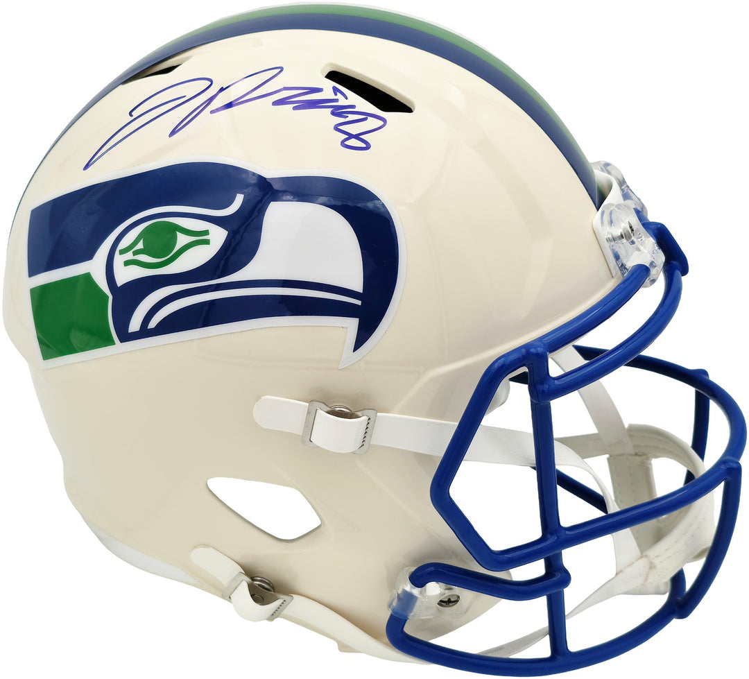 Jadarian Price Signed Seahawks Cream Retro Full Size Replica Helmet BAS Witness