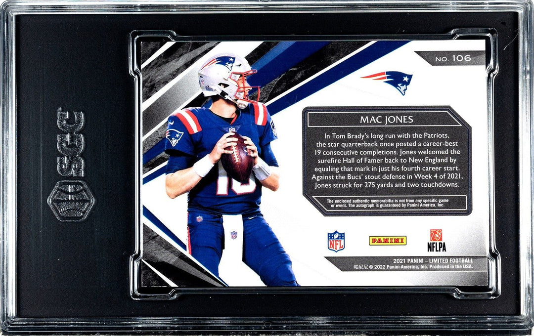 Mac Jones signed 2021 Panini Patch Auto Rookie Card RPA SGC Graded 8/10 Auto /49