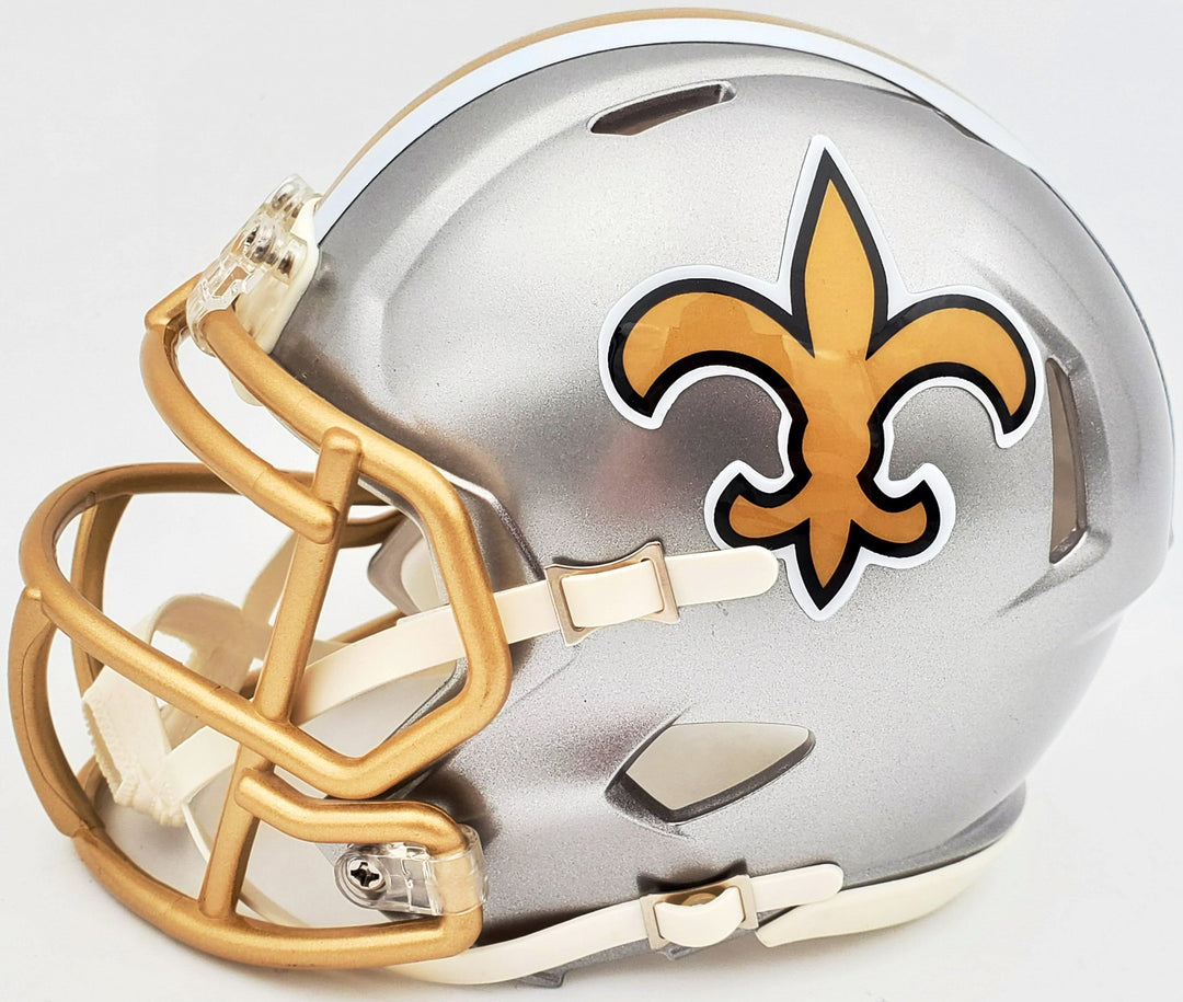 Drew Brees Signed Saints Flash Silver Speed Mini Helmet "SB XLIV MVP" Beckett