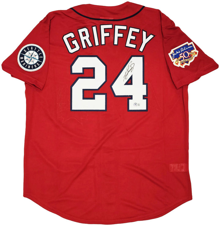 Mariners Ken Griffey Jr Auto Red Auth Mitchell Ness 97 AS Jersey Jackie Robinson