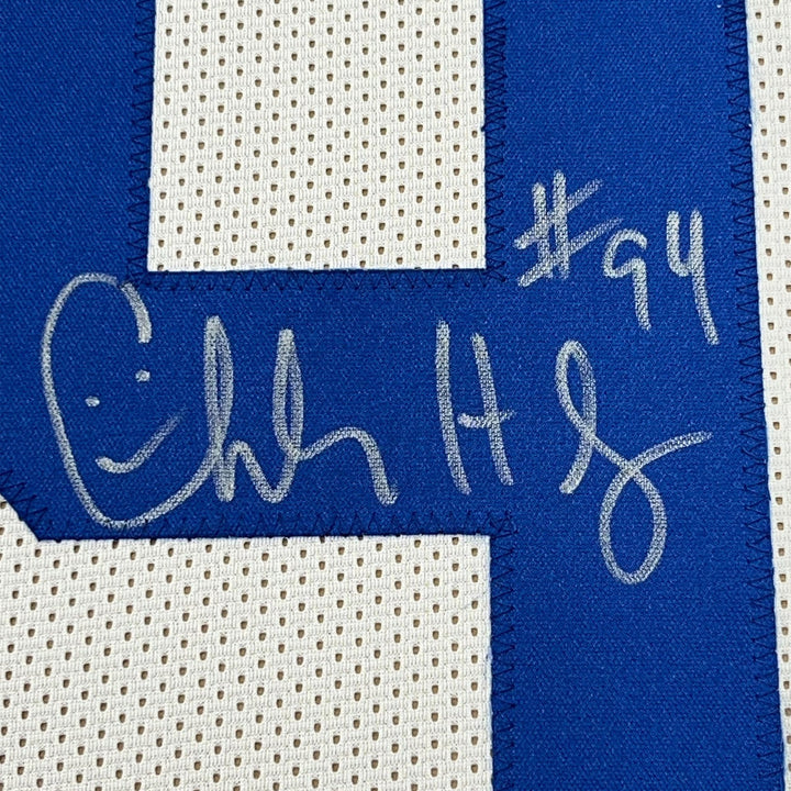 Framed Autographed/Signed Charles Haley 33x42 Dallas White Jersey JSA COA