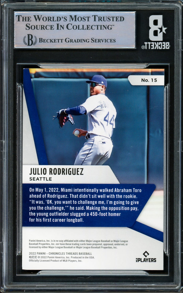 Julio Rodriguez Signed 2022 Panini Threads RC #15 Seattle Mariners Beckett